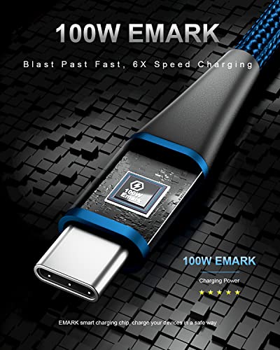 FastDot USB C ל- USB C כבל, [6.6ft+6.6ft+6.6ft] 3 חבילות, כבל 100W C ל- C, כבל USBC מסוג C טעינה תואם כבל טעינה תואם